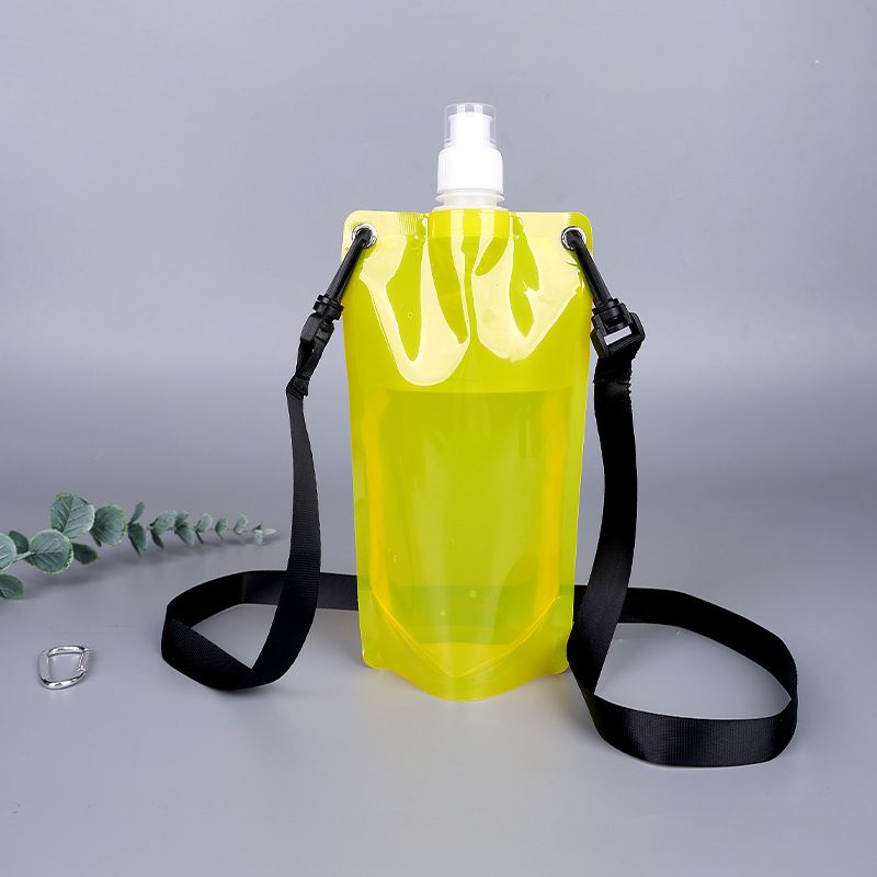 Outdoor Sports Folding Plastic Bottle Music Festival Bar Lanyard Convenient Cup Hiking Camping Riding Water Bag_voghion.com