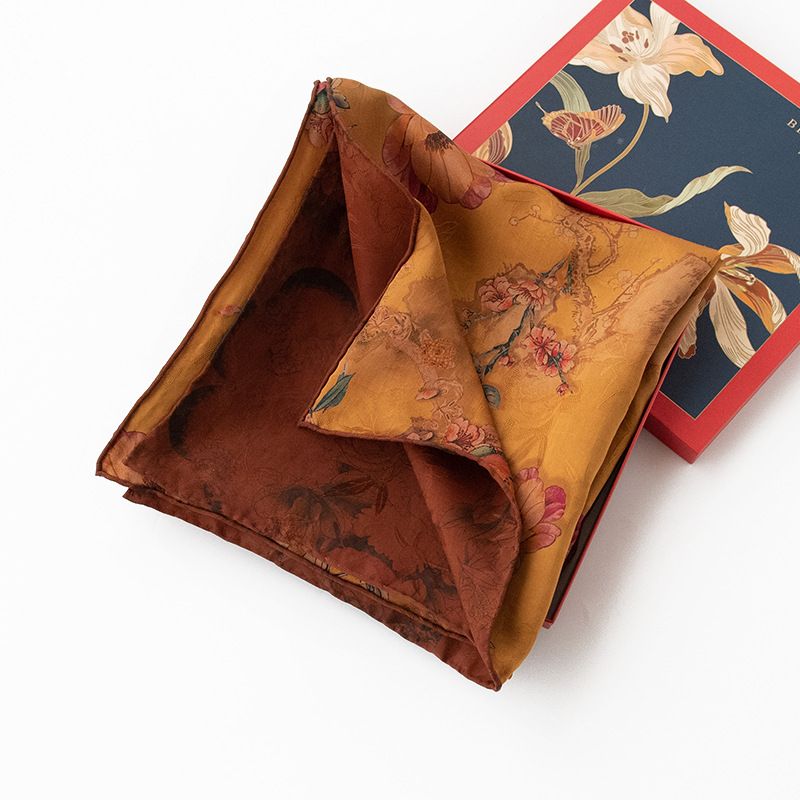 Women's Box 2024 New Thin Mulberry Silk Long Stripe Scarf Valentine's Day Gift for Girlfriend Shawl_voghion.com