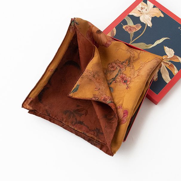 Women's Box 2024 New Thin Mulberry Silk Long Stripe Scarf Valentine's Day Gift for Girlfriend Shawl_voghion.com