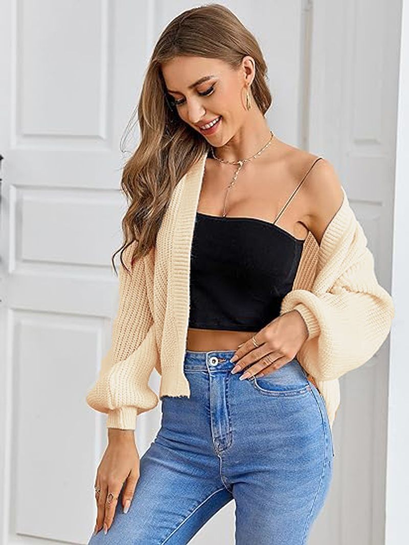 Women's Clothing Dopamine splicing contrast color design temperament fashion knitted cardigan _voghion.com