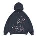 "Men's Graphic Print Hoodie – 100% Cotton Fleece-Lined Pullover With Vintage Cartoon Design (Gray/White)"_voghion.com