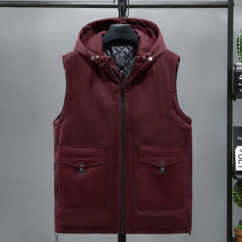 Herrenbekleidung Plus Size Herbst und Winter Baumwollweste Daunenweste aus Baumwolle Lose Cordweste Jacke_voghion.com