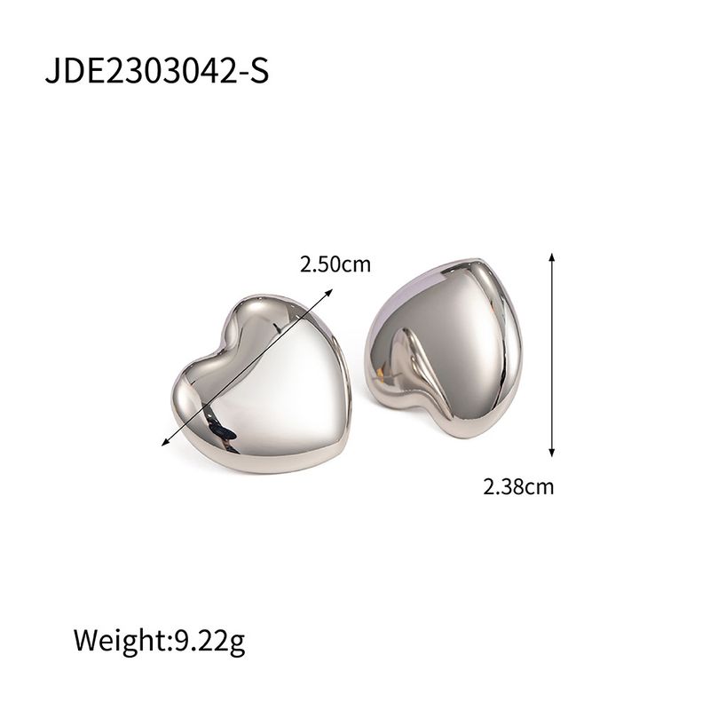 Joyas de moda populares en Instagram, corazón brillante de acero inoxidable en oro de 16 k, diseño exagerado, aretes que no se decoloran_voghion.com