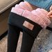Leggings caldissimi foderati in pile con vita alta e logo in pelle, taglie forti - Collant termici invernali da donna_voghion.com
