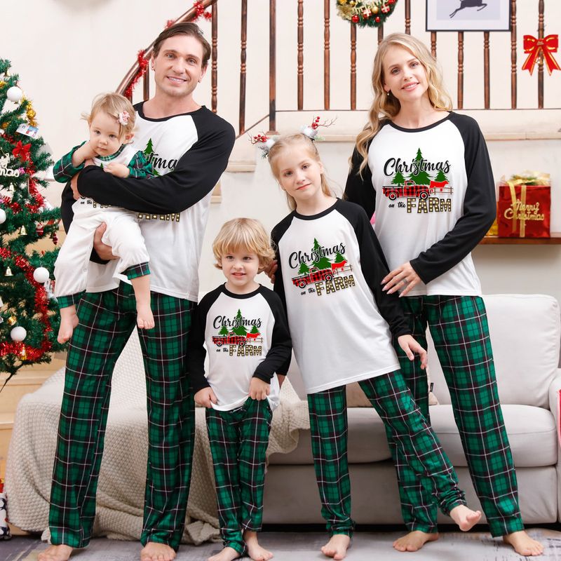 Ținută de Crăciun pentru familie, pijamale de Crăciun pentru familie, imprimate, pentru sejur în familie, cu mâneci lungi de Crăciun_voghion.com