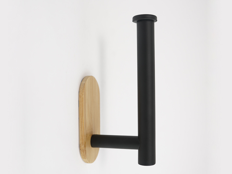 Creative Bamboo Wood Stainless Steel Paper Towel Holder Bathroom Wall Mounted Roll Holder Toilet Punch Free Toilet Paper Holder Cross Border_voghion.com
