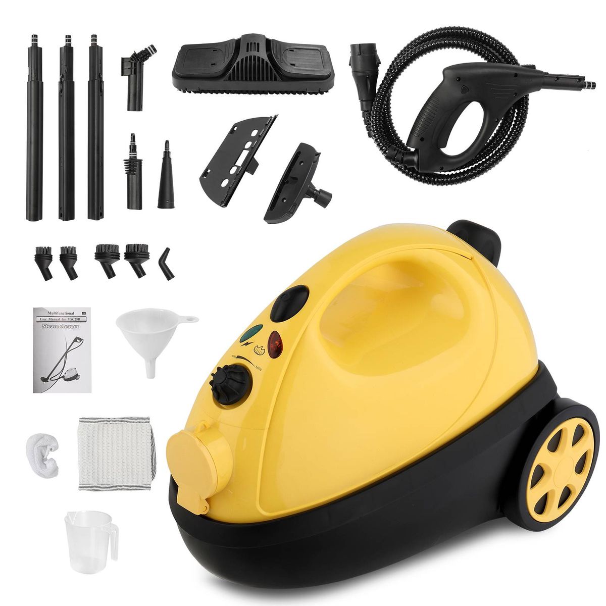 Mehrzweck-Dampfreiniger mit 19 Zubehörteilen, tragbarer Dampfreiniger mit 1,2-Liter-Tank für Fußböden, Teppiche, Fenster, Autos und mehr, 1500 W_voghion.com