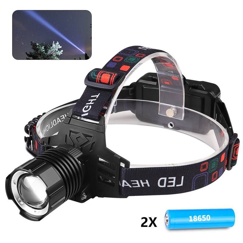 Powerful Grundig LED 30W Headlamp, 3000 Lumens, 500 Meters Distance, 3000 MAh Rechargeable Battery, Professional, Charging Cable_voghion.com