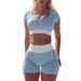 Modern ljus färg sexig crop top kort väst shorts yoga dräkt set resår i midjan kan bäras utomhus sovkläder för_voghion.com
