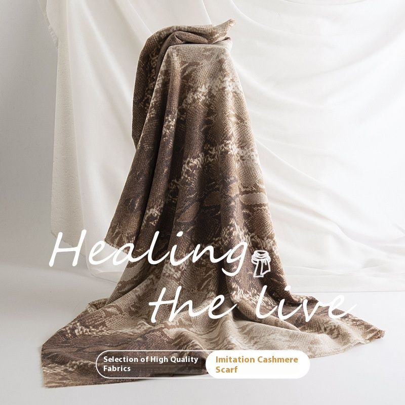 New Wind Snake Pattern Cashmere for Women's 2024 Autumn Winter Cold and Neck Protection Scarf_voghion.com