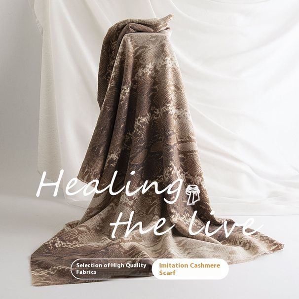New Wind Snake Pattern Cashmere for Women's 2024 Autumn Winter Cold and Neck Protection Scarf_voghion.com