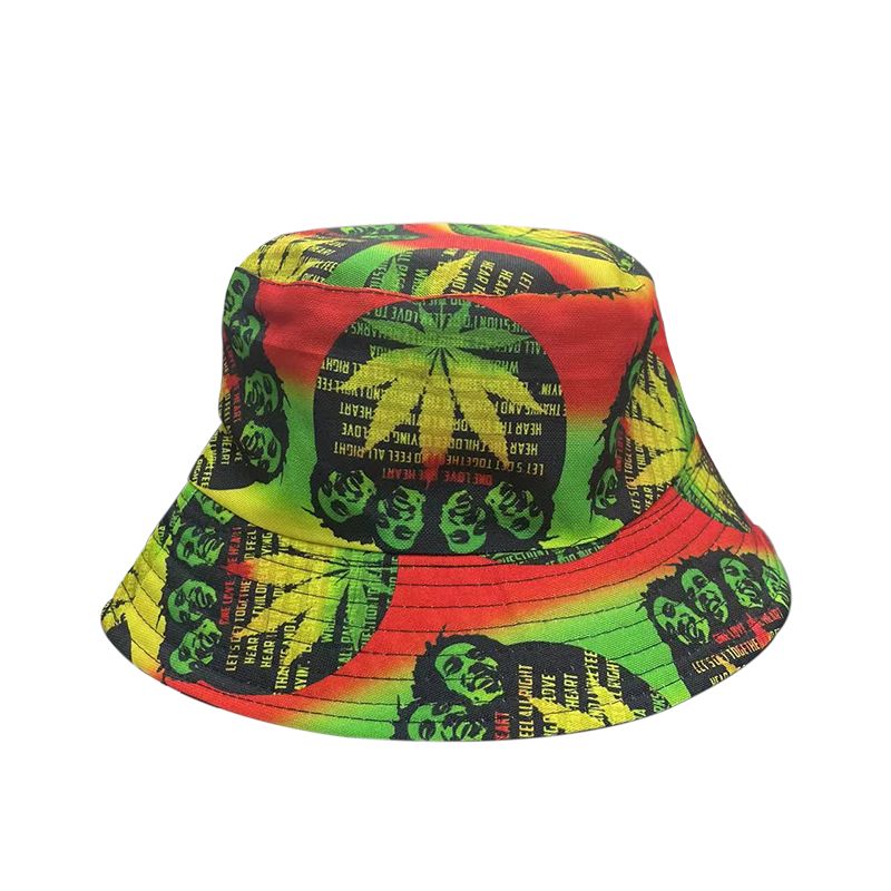 Novidades Bocca Bob Marley Bucket Hat Smoking Men Print Jamaican Men's Hats Panama Fishermen Cap Double Sides Foldable New Style_voghion.com