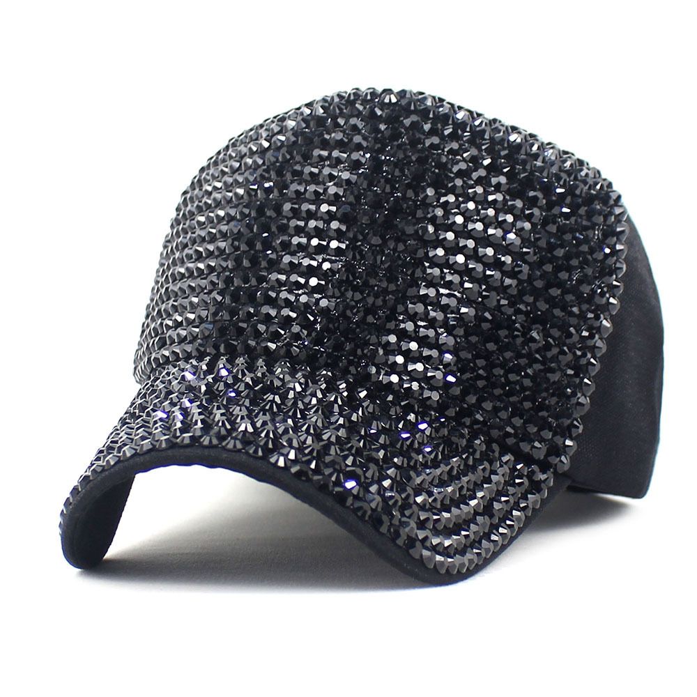 Mode kleurrijke dames gestippelde honkbal outdoor zonnescherm AB diamant glanzende gebogen dakrand eend tong hoed_voghion.com