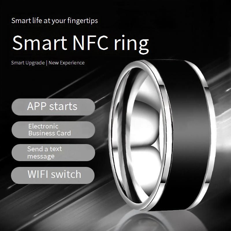 Anelli Smart Ring NFC Nero Tecnologia Energia Solare Multifunzionale Bluetooth Anello Carta di Accesso Anello Impermeabile e Anti-Caduta_voghion.com