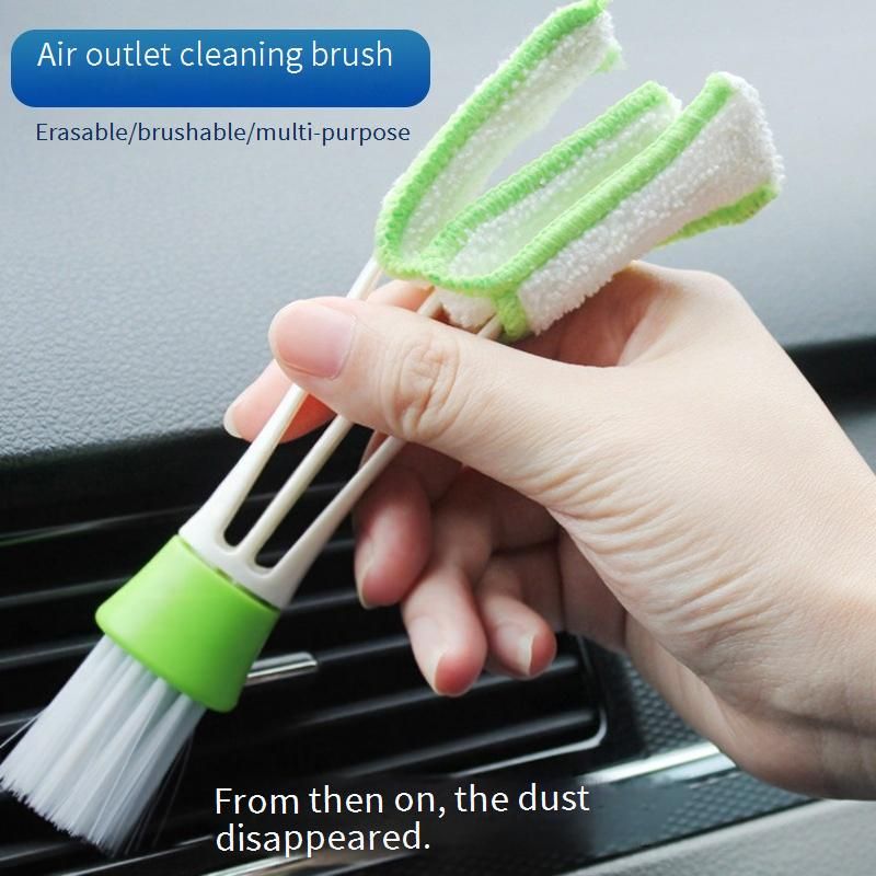 Dual-Headed Car Air Vent & Keyboard Cleaning Brush - Soft Bristle Dust Remover For Blinds, Vents & Electronics_voghion.com