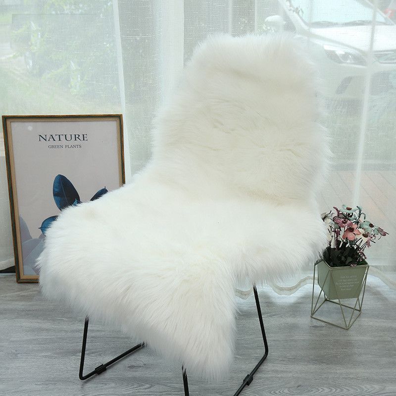 New Solid Color Imitation Wool Carpet Sofa Cushion Chair Cushion Bedroom Living Room Bay Window Mat Mat Sheepskin Mat (size: 60*100cm)_voghion.com