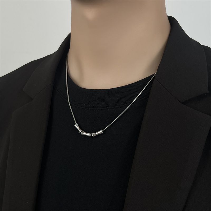Collana con ciondolo a forma di nodo di bambù, piccola, di alta qualità, per maglioni da uomo, semplici e alla moda._voghion.com
