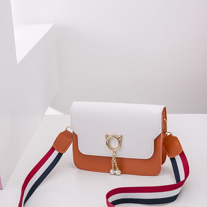Borsa a tracolla quadrata da donna - Borsa a tracolla con ciondolo a forma di gatto e perla, carina e versatile_voghion.com