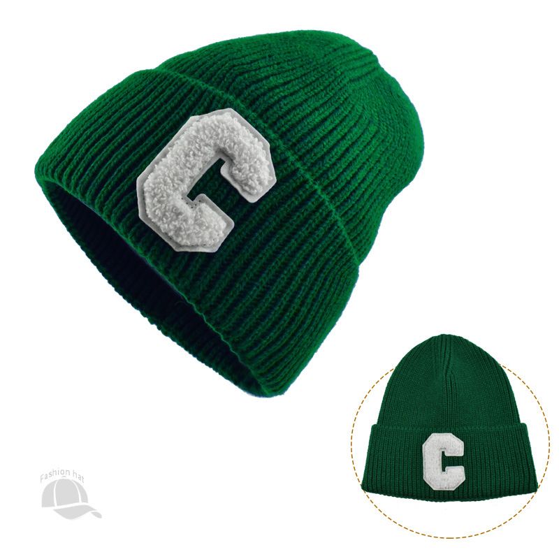 Eenvoudige mode Letter C standaard gebreide muts Heren en dames Outdoor Street Veelzijdige warme wollen muts_voghion.com