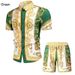 Men's Clothing Short-sleeved Court Retro Digital 3D Printed Shirt Shorts Suit_voghion.com