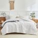 White Polka Dot Ball Embroidered Tufts Breathable Queen Size Comforter Sets, All-Season Down-Alternative 3-Piece Bedding Set_voghion.com