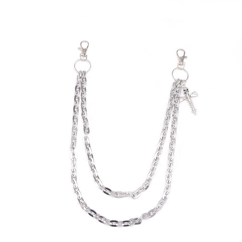 Personalized Double-layer Metal Skull Cross Screw Pendant Hip-hop Men's Versatile Pants Chain_voghion.com