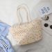 Small straw woven bag for women new style hollow cotton woven bag beach bag large capacity shoulder basket bag_voghion.com