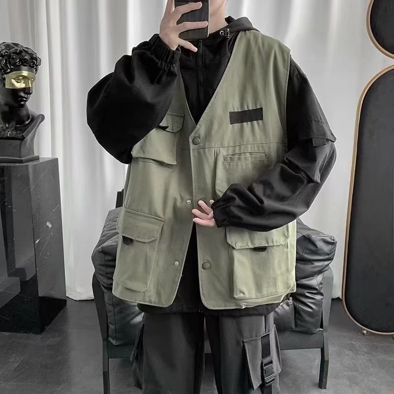 Cove Cove 2023 Autumn Two-Piece Workwear Jacket Men's Trendy Brand Versatile Functional Windbreaker Loose Stylish Hooded Coat_voghion.com