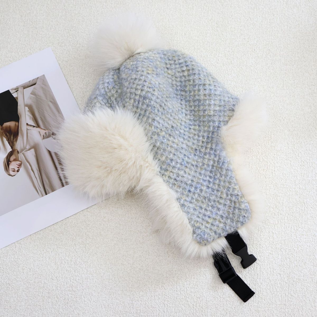 Women's Hats Furry Winter Cold Proof Warm Thick Earmuffs Lei Feng Hat For Women Solid Color Versatile Face Showing Small Wool Hat_voghion.com