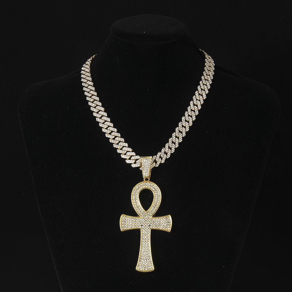 Ciondolo con chiave a forma di diamante pieno, collana in lega personalizzata, accessori con fibbia di sicurezza, catena cubana hip hop_voghion.com
