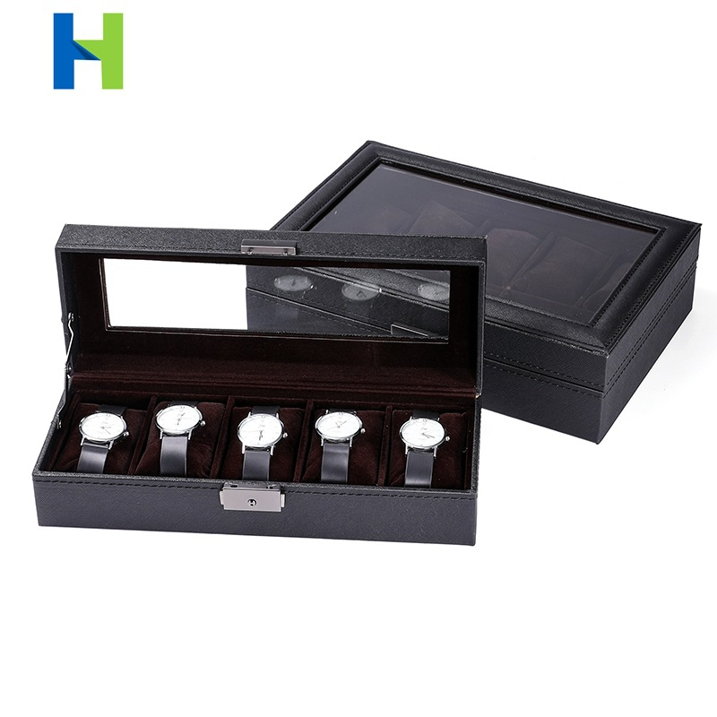 Watch Box 5-bit Premium PU Leather Plush Lock 10-bit Watch Box_voghion.com