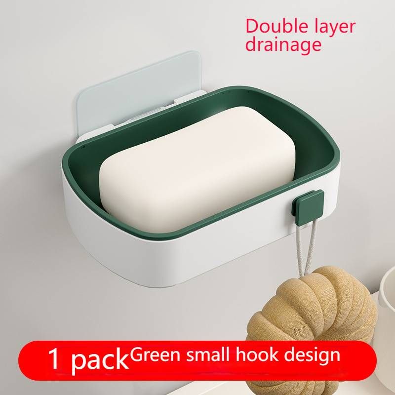 No Drill Wall Mount Soap Dish Holder, Bathroom Soap Organizer With Double Layer Drainage, Creative Shower Shelf For Home, Kitchen, And Bathroom_voghion.com