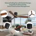 52 Inch Low Profile Ceiling Fan DC 3 Carved Wood Fan Blade Noiseless Reversible Motor Remote Control Without Light_voghion.com
