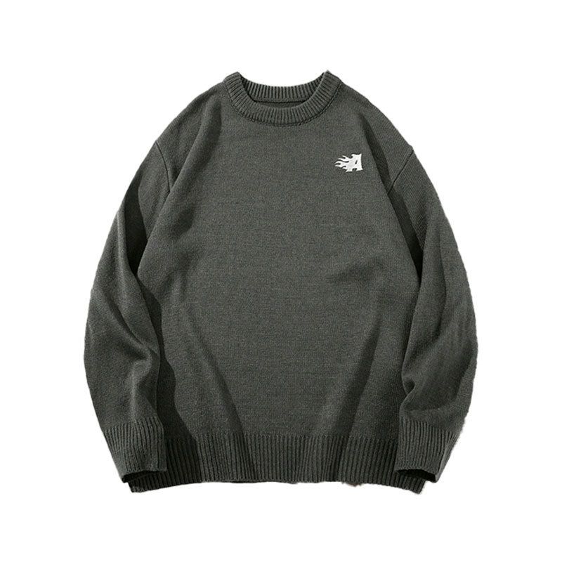 Retro Solid Sweater For Men – Oversized Crewneck Pullover, Winter Layering Essential"_voghion.com