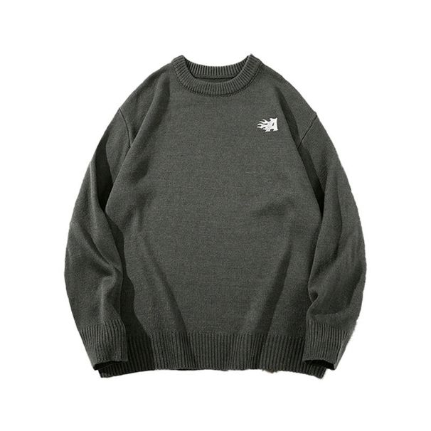 Retro Solid Sweater For Men – Oversized Crewneck Pullover, Winter Layering Essential"_voghion.com