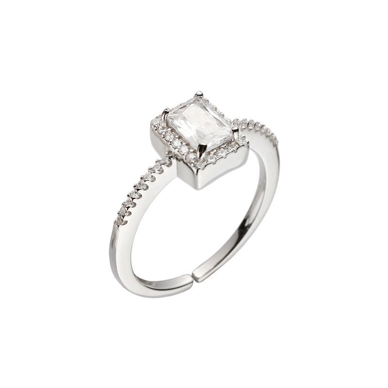 Sterling silver geometric niche design ring ins cool style diamond stacked open ring, light luxury bracelet_voghion.com