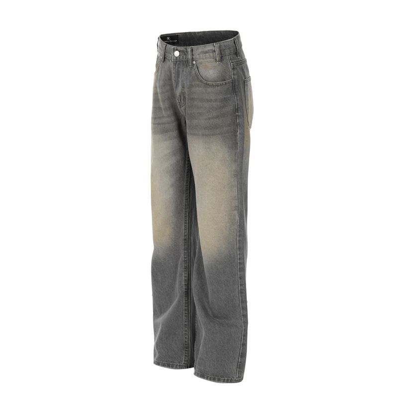 Vêtements pour hommes, jeans décontractés délavés, coupe bootcut droite, jambe large_voghion.com