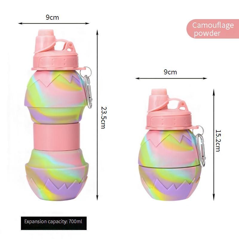 Opvouwbare waterfles in camouflage-eivorm - Grote siliconen sportfles voor buiten, wandelen en reizen (lekvrij en BPA-vrij)_voghion.com