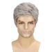 Synthetic Clip-in New Products Men's Gray Side Parted Short Straight Hair Handsome And Fashionable Chemical Fiber Wig Headpiece_voghion.com