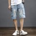 Men's Denim Summer Thin Cargo Multi-Pocket Five-Point Loose Trendy Versatile Casual Mid-Length Shorts_voghion.com