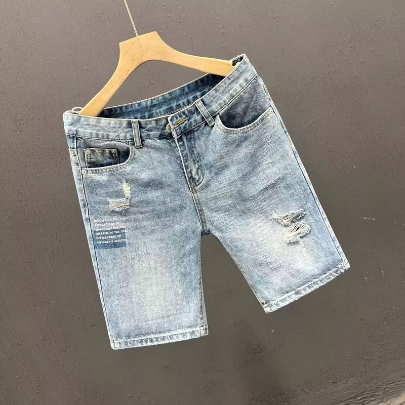 Men's Clothing 2024 High Street Denim Shorts Men's Design Niche Summer Shorts Men's Loose Mid-Length Pants One Piece Dropshipping_voghion.com
