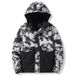 Couple’s Lightweight Down Jacket – 550FP White Goose Feather Hooded Coat With Floral Print (Machine-Washable, Blue/Black, M-3XL)_voghion.com