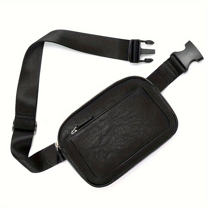 Marsupio impermeabile con cintura regolabile, marsupio multifunzionale con fibbia a cerniera, marsupio in pelle PU color avorio e bianco_voghion.com