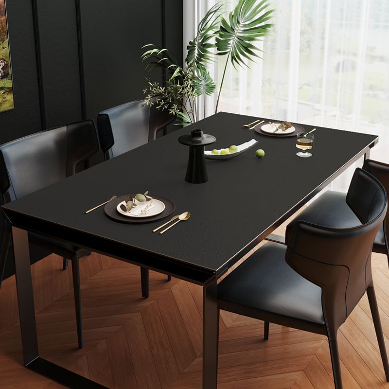 Schwarzes Leder, ölbeständig, wasserdicht, waschbar, für Esszimmer, Couchtisch, Schreibtisch, Schutzmatte, leichte Luxus-Tischdecke der Spitzenklasse_voghion.com