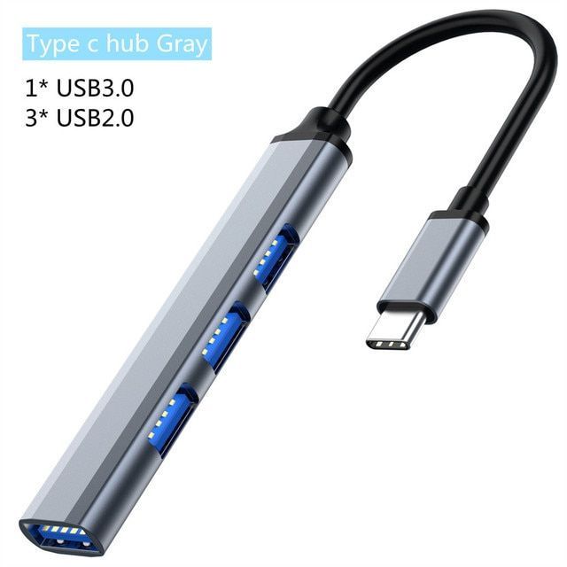 Splitter aus Aluminiumlegierung, Multifunktions-Ein-Drag-Vier-Hubs, Hub-Expander, Hochgeschwindigkeits-Computer-Multi-Interface-Dock_voghion.com