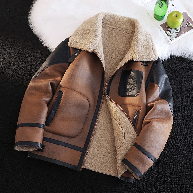 Men’s Style Winter PU Leather Jacket With Fur Collar – Oversized Blanket Coat For Fashion & Warmth_voghion.com