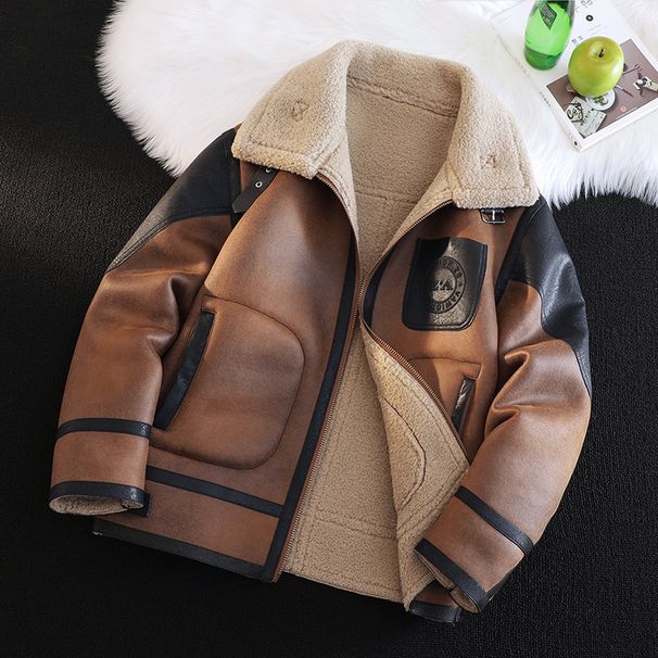 Men’s Style Winter PU Leather Jacket With Fur Collar – Oversized Blanket Coat For Fashion & Warmth_voghion.com