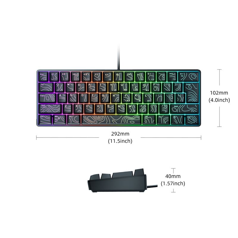 G61 Contour Keycap Transparant Toetsenbord RGB Lichtgevend Compact Membraantoetsenbord Desktop Computer Toetsenbord Fabriek_voghion.com