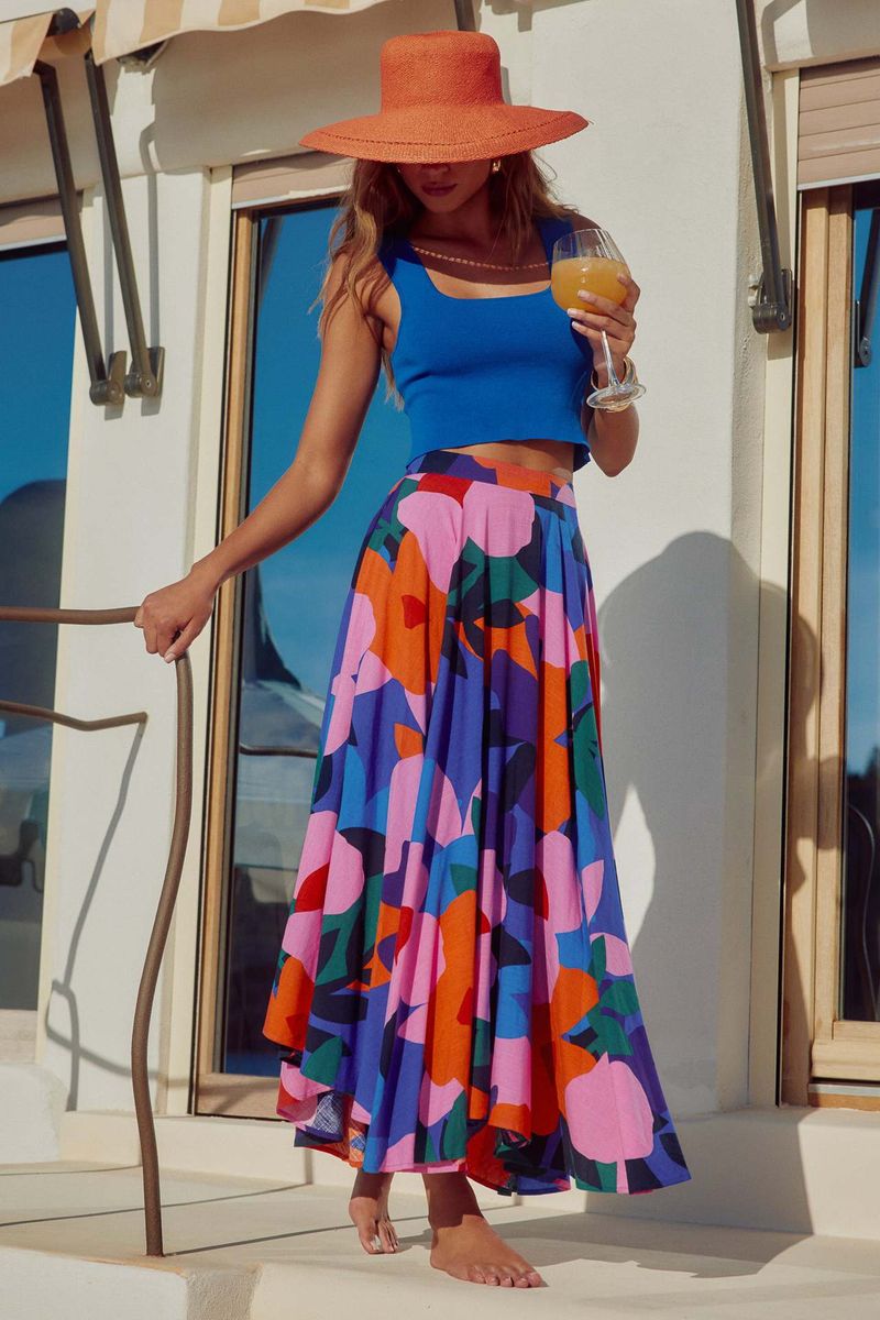 Women's Clothing Women's Spring And Summer New Fashion Casual Printed Bohemian Mid-length Skirt For Women_voghion.com