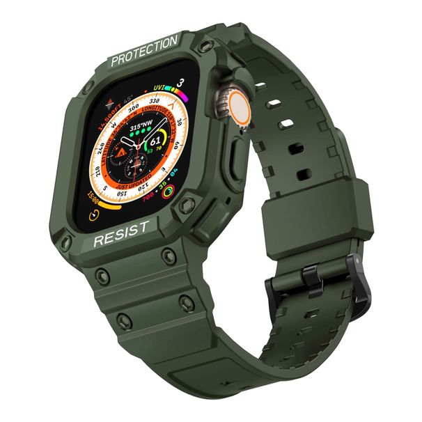 Applicable to Apple Watch 9 Ultra 2 watch strap 49mm shell shockproof durable sports TPU integrated strap_voghion.com